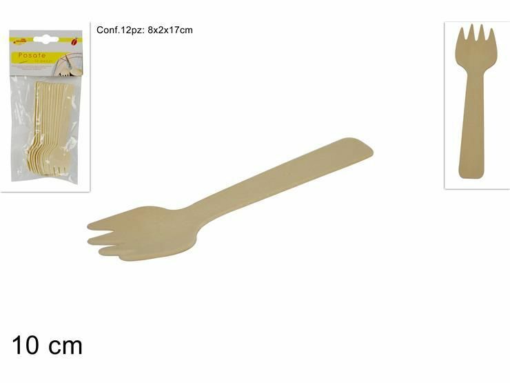 Confezione 12 Pezzi Forchettine Posate In Legno dfh