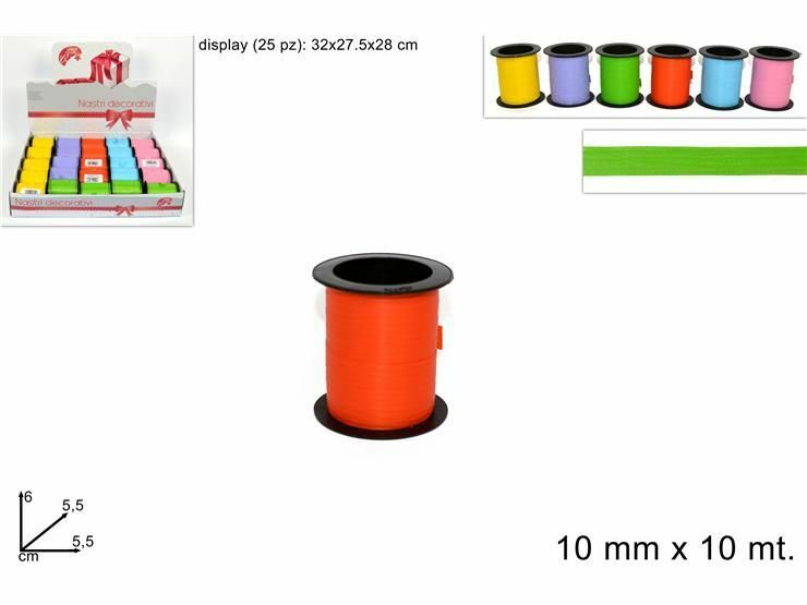 Set 25 Pezzi Rotolo Nastro 10mmx10mt Colorati Decorazione Addobbo dfh