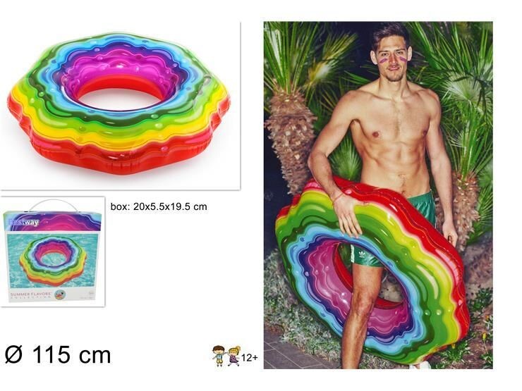 Salvagente Gonfiabile Rainbow 115cm Mare Piscina Estate dfh