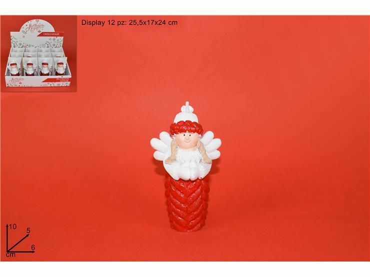 Set 12 Pezzi Candele A Forma Di Angioletto Rosso Decorazione Natale dfh