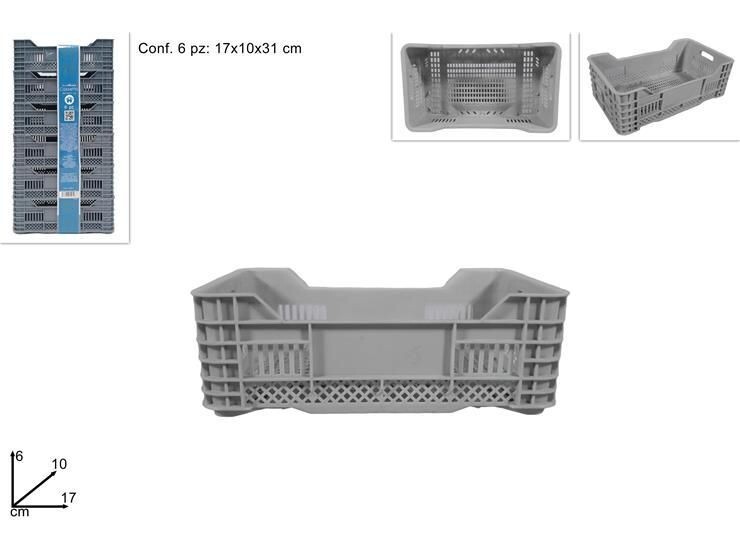 Set 6 Pezzi Cassette In Plastica Multiuso 17x10x6cm Grigio dfh