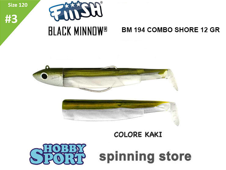 BLACK MINNOW FIIISH SIZE 3BM 194 KAKI 12 GR - COMBO SHORE + 1 CORPO SPINNING