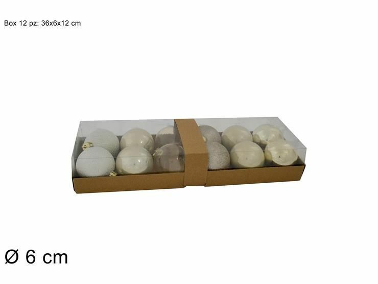 Serie Set 12 Pezzi Palle Palline Albero Di Natale Colore Beige 6cm Addobbi dfh