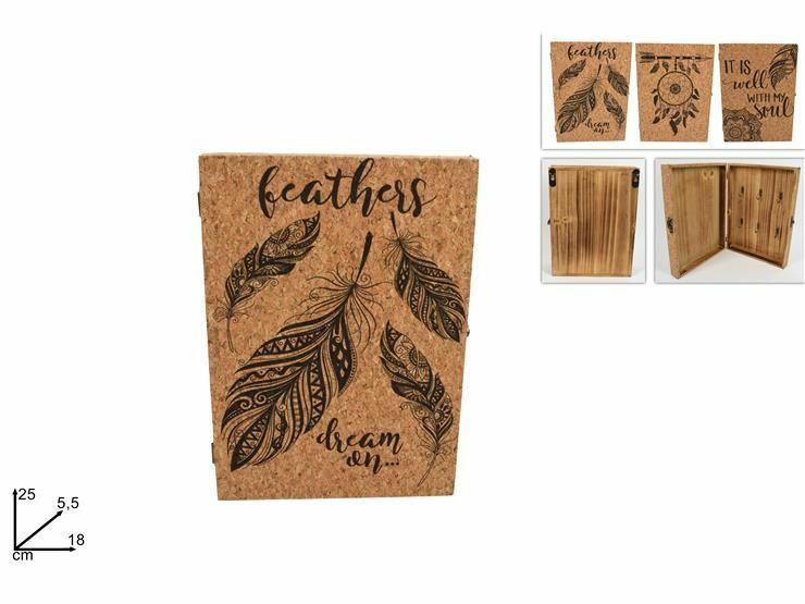 Cassetta PortaChiavi Porta Chiavi Fantasia Sughero Legno Arredamento Casa dfh