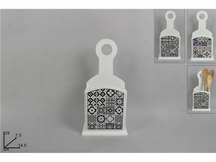 Contenitore Porta Mestoli Legno Bianco Con Maioliche Accessorio  dfh