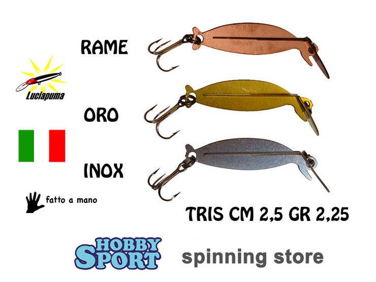 LUCIAPUMA TRIS ARTIFICIALE TROTA MOD 2,5 CM  PESO 2,25 GR  - COL MISTO METALLO