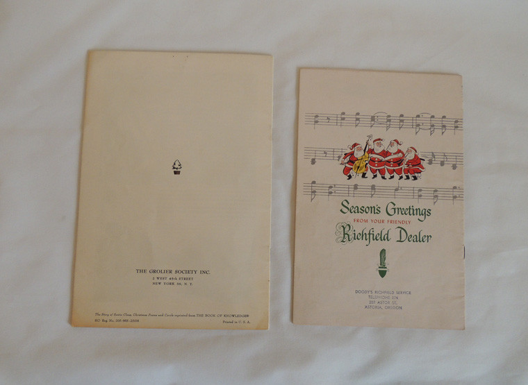 2 Vtg 1950s Christmas Carol Song Books.. Advertising Richfield Oil & Grolier