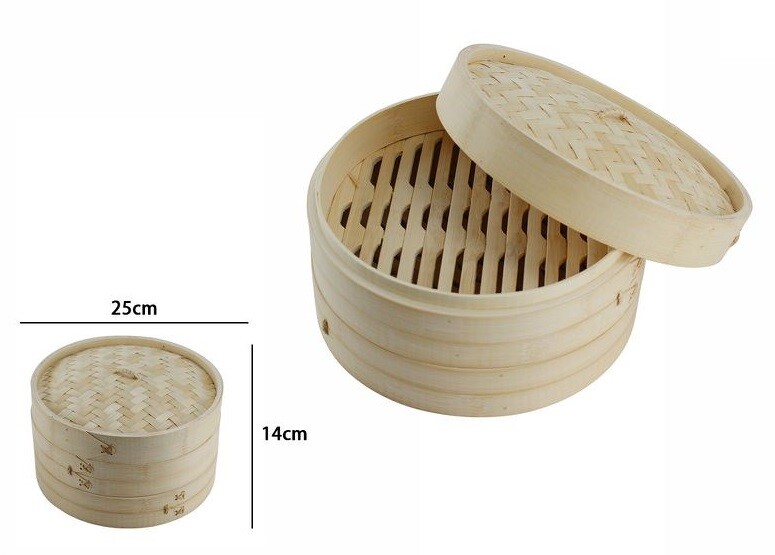 Vaporiera In Legno Di Bamboo Cuocivapore 25Cm Cottura Vapore Cucina Asiatica dfh