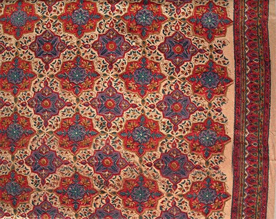Red French Reproduction Fabric. 2½ Yards, Hand Block Print Cotton. 44