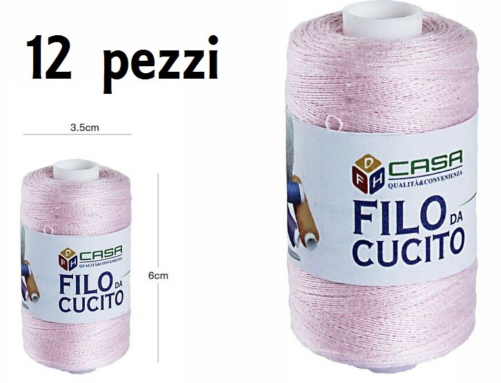Set 12 Pz Filati Rocchetto Filo Da Cucito Sarto 3,5x6cm Rosa 64406-5 dfh