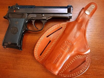 Beretta 92SB Compact, Pancake Leather Holster with Thumb Break RH, Made In Italy