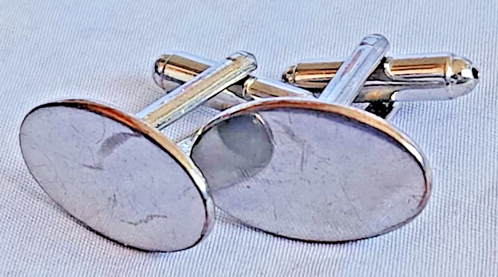 Cufflinks STEEL Silver SMOOTH OVAL CUFFS 4 MEN/WOMEN Formal Shirt UK/S