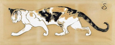 Theophile-Alexandre Steinlen ''Cat'' german impressionist walking White Artwork