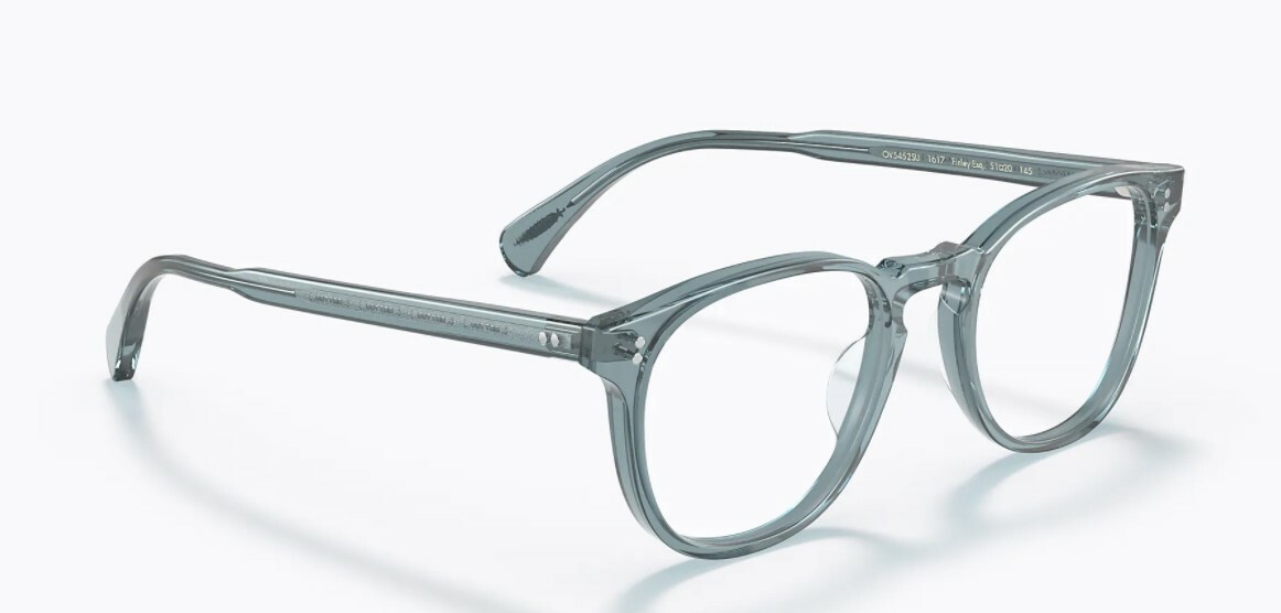 Pre-owned Oliver Peoples 0ov 5298u Finley Esq. (u) 1617 Washed Teal Unisex Eyeglasses In Clear