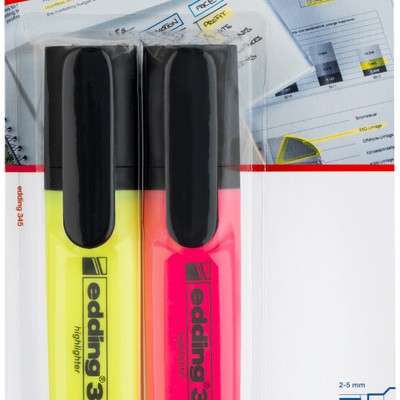 EDDING 345 Highlighters - Assorted Colours (Blister of 2) - NEW