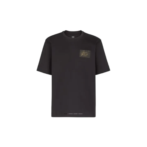 Fendi LOGO Print T shirt Men s Black eBay