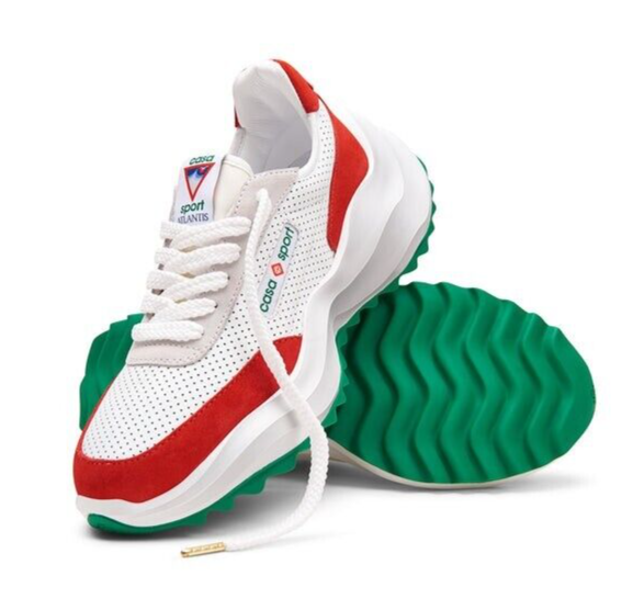 Casablanca Atlantis Leather Sneaker White/Red Sz 9.5 - AF22