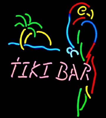 Schilder Tafeln Parrot Tiki Bar Neon Led Flashing Sign With Palm Tree And Ocean 18 X 16 Rdigitall Cl