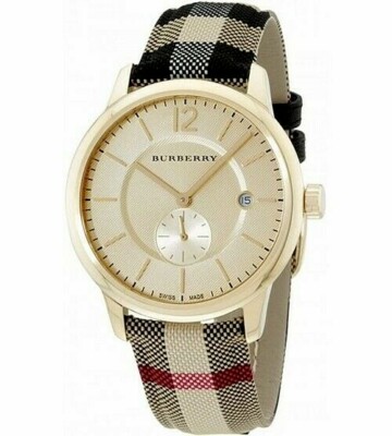 Brand New Burberry BU10001 The Classic Horse Ferry Gold Tone Steel Men's Watch