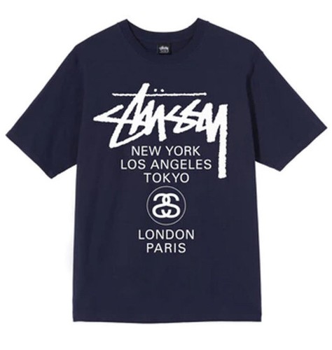 Stussy World Tour Tee Navy Large New With Tags In Hand Ready