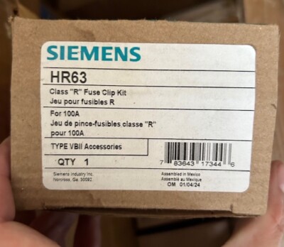 NEW Siemens HR63 100A Class R Fuse Clip Kit