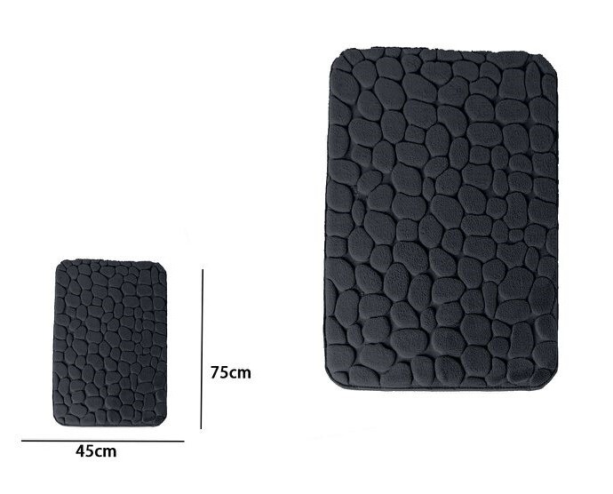 Tappeto Tappetino Per Bagno Arredo 45x75cm Sassi Nero dfh