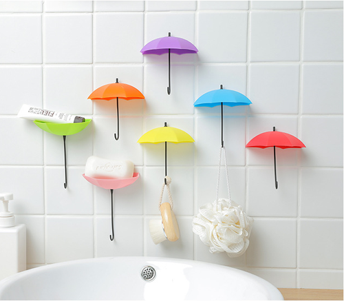 3pcs Hooks Adhesive Decorative Umbrella Wall Hanging Hooks Wall Holder for Towel
