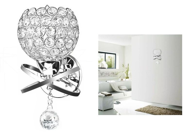 Applique Da Parete Moderno Paralume Con Cristalli Acrilico E Pendente cir