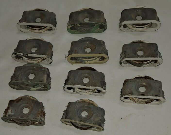 LOT OF 11 VINTAGE ANTIQUE DOUBLE HUNG WINDOW SASH PULLEYS for rope weights metal