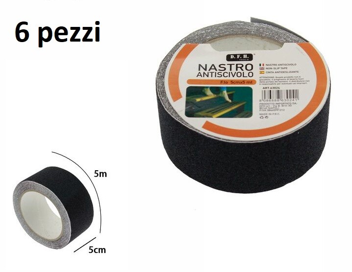 Set 6 Pezzi Rotolo Nastro Adesivo Antiscivolo Scale Doccia Esterni 5mx50mm dfh