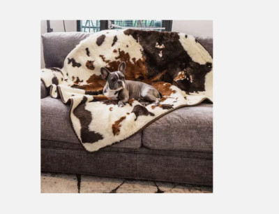 PAW PupProtector Waterproof Throw Blanket Brown Faux Cowhide Original,1 Pack