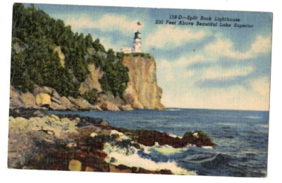 Postcard Split Rock Lighthouse 200 Feet Above Lake Superior