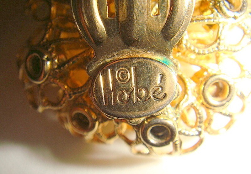 Hobe Pearl & Rhinestone Clip Earrings