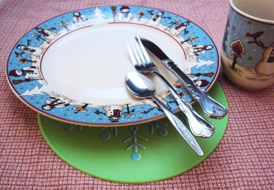 Silicone Green Snowflake Table Trivet, Table Mat, Table Placemat, Hot Pad