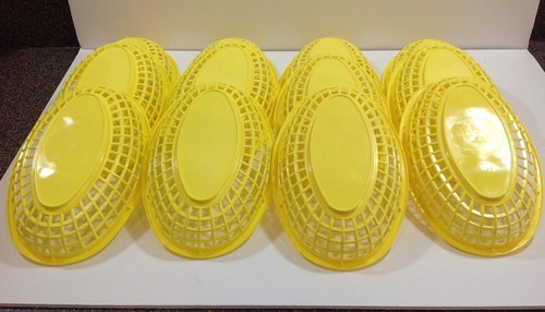 12 Yellow Oval Plastic Serving Baskets Tablecraft Burgers Picnic Fries USA