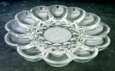 NEW PRINCESS HOUSE 591 CRYSTAL DEVILED EGG DISH FANTASIA STUFFED MUSHROOMS 10''D