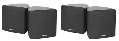 (4) Rockville Cube 3.5'' 30w RMS Black Home Theater Wall Speakers+Swivel Brackets