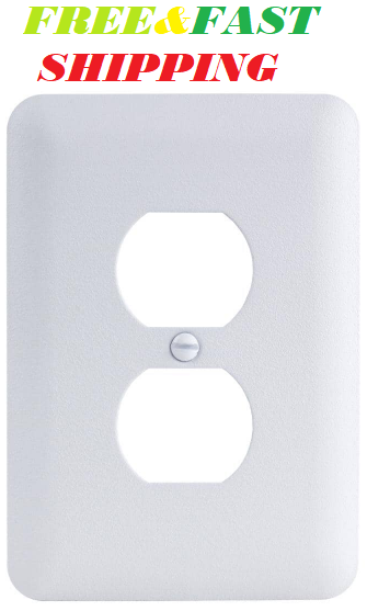 Commercial Electric White 1-Gang Metal Duplex Outlet Wall Plate (Paintable)
