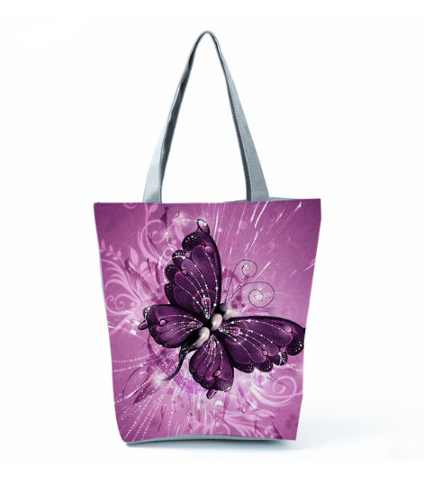 Women Canvas Butterfly Shoulder Tote Handbag Casual Shopping Travel Beach Bag