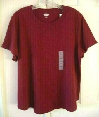 Old Navy Burgundy Cranberry Cotton Slub Scoop Neck T-shirt XL 16 18 1X XL