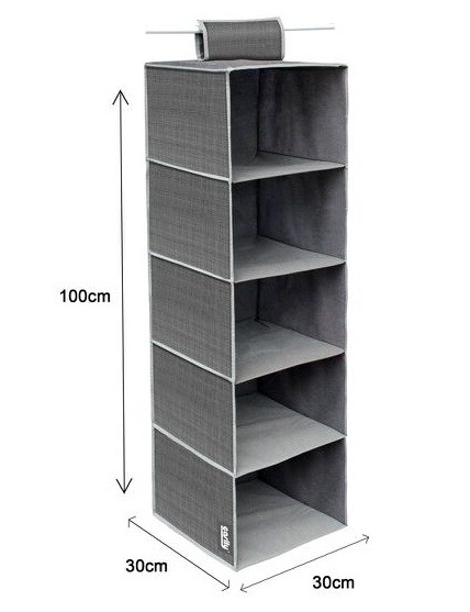 Organizer Armadio Portatutto Pensile Tessuto Scarpe Borse 5 Piani 30x30x100 dfh