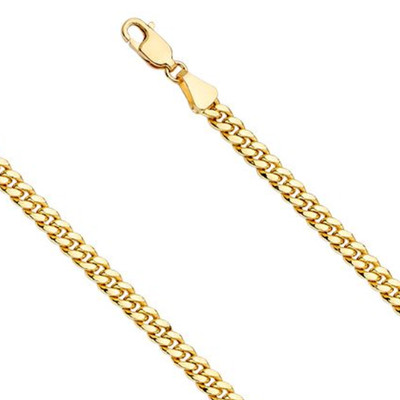 14k Gold Hollow Miami Cuban Chain Necklace Cadena Cubana Oro Real 18'' to 24''