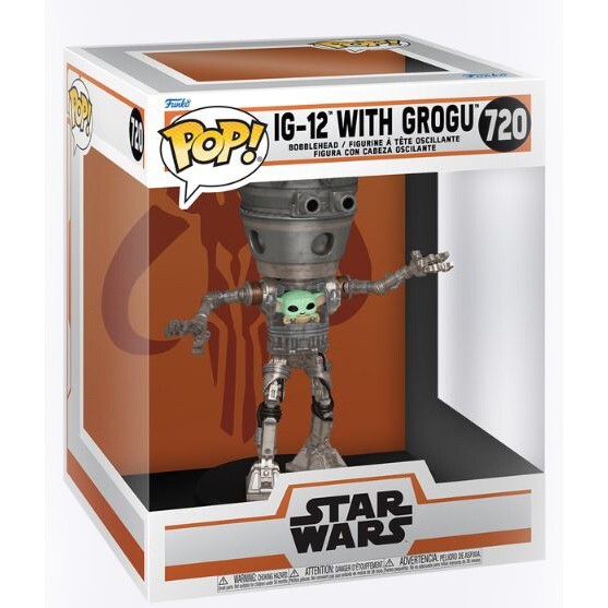 Набор виниловых фигурок Funko Star Wars Mandalorian S10 POP Deluxe IG-12 с виниловой фигуркой Grogu НОВЫЙ