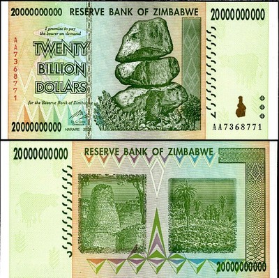 ブランド品専門の Zimbabwe 2008 Dollars 20000000000 20,000,000​,000 Billion 20 野菜