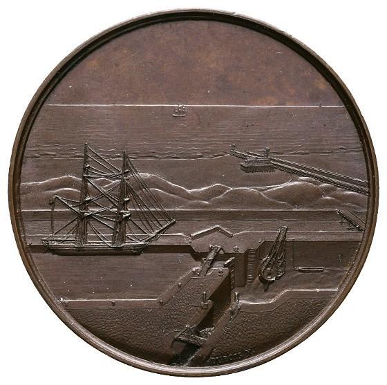 Linnartz Frankreich Bronzemedaille 1842 (Dubois) Einweihung Port De Calais Fstgl