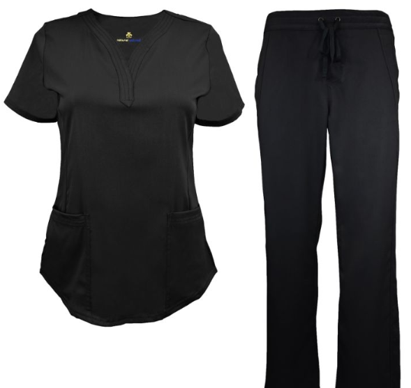 Women Ultrasoft Stretch Drop Neck 4 Pocket Scrub Set Medical Nursing Scrub Set