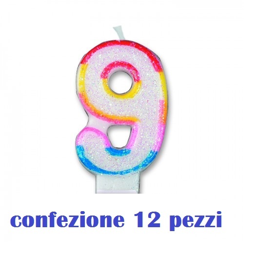 Set 12 Pezzi Candelina Candela Compleanno Numero 9 Happy Birthday Festa moc