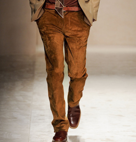 未使用 POST O'ALLS Brown Suede Pants USA製 Mens Real Suede Pants Straight Work Wear Long New Trousers British