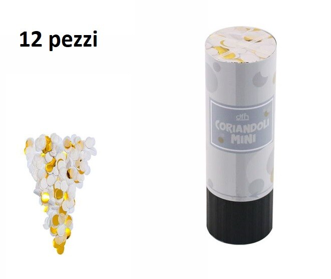 Set 12 Mini Tubo Spara Coriandoli Bianchi Cannone Feste Matrimonio Sposi dfh