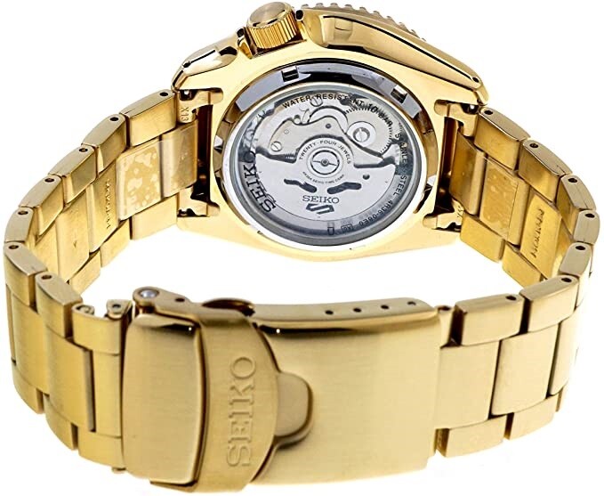 Pre-owned Seiko 5 Sports Srpe74 Japan Gold Lumibrite Stainless Steel Gold Srpe74-new